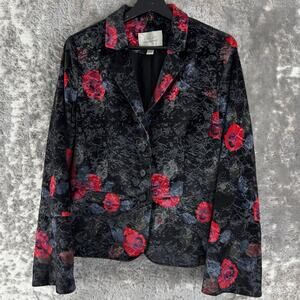 Hinge Designed in Seattle Size L Dark Floral Career Notched Blazer Jacket Button